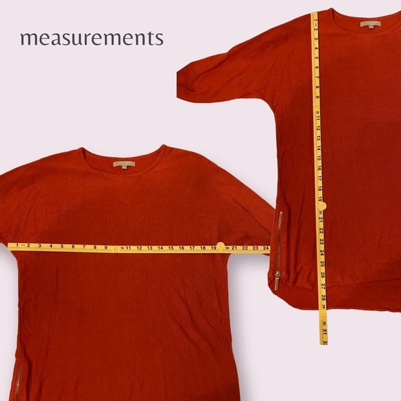 Joan Vass | Women’s | Burnt Orange Sweater with Side Zippers | Size: Large - Picture 3 of 5